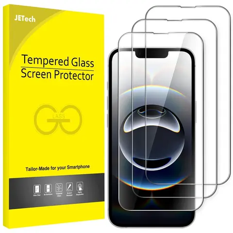 JETech Tempered Glass Phone Screen Protectors for iPhone 17e/16e (6.1-in Full Coverage) - 3-Pack, 9H Heavy Duty, Edge Cutouts, Scratch Resistant, Case-Friendly, HD Clear, Responsive Touch, Anti-Fingerprint, Easy Installation