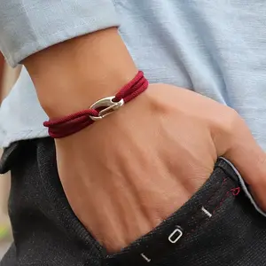 1pc Minimalist Good Luck Rope Bracelet, Double Layer Adjustable Friendship Bracelet For Men