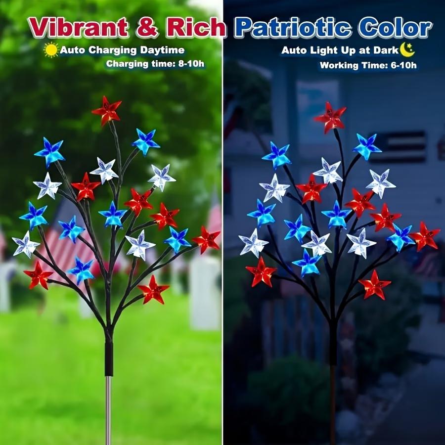 Set of 5, July 4th Outdoor Decorative Solar Stake Lights, Patriotic Red, White, and Blue Star-Spangled Solar Lights, Waterproof Outdoor Fourth of July Lights, Perfect for the Fourth of July, Memorial Day, Gardens, Pathways, Yards, Sidewalks, and Parties S Set of 5, July 4th Outdoor Decorative Solar Stake Lights, Patriotic Red, White, and Blue Star-Spangled Solar Lights, Waterproof Outdoor Fourth of July Lights, Perfect for the Fourth of July, Memorial Day, Gardens, Pathways, Yards, Sidewalks, and Parties S