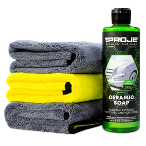 Ceramic Wash & Dry Kit - Rejuvenates Existing Ceramic Coatings - Safe on Non-Coated Cars - Ceramic Soap & Drying Towels Included - Car Shampoo