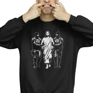 Jesus Arrested Parody Anti ICE Sweatshirt, Stop Ice Raids Sweatshirt, Anti Fascism Tee, Sarcastic Immigrant Rights