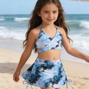 Toddler to Teen Girls Swimsuit | 3 Piece Tie Dye Skirted Tankini with Cover Up for Beach，Perfect for Beach, Pool, Water Park & Family Vacation