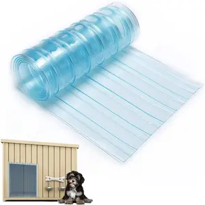 13.7in x 4.9ft Door Replacement Flaps for Dog House - Easy to Cut & Install Transparent Vinyl Strip for Doggie/Doggy/Cat Entry Door