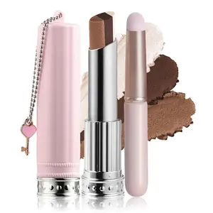 QIUFSSE 3-in-1 Gradient Eyeshadow Stick, Natural Color Transitions Shimmer Eye Makeup, Highlight, Transition & Base Color Trio, Long Lasting Waterproof Eyeshadow Pen