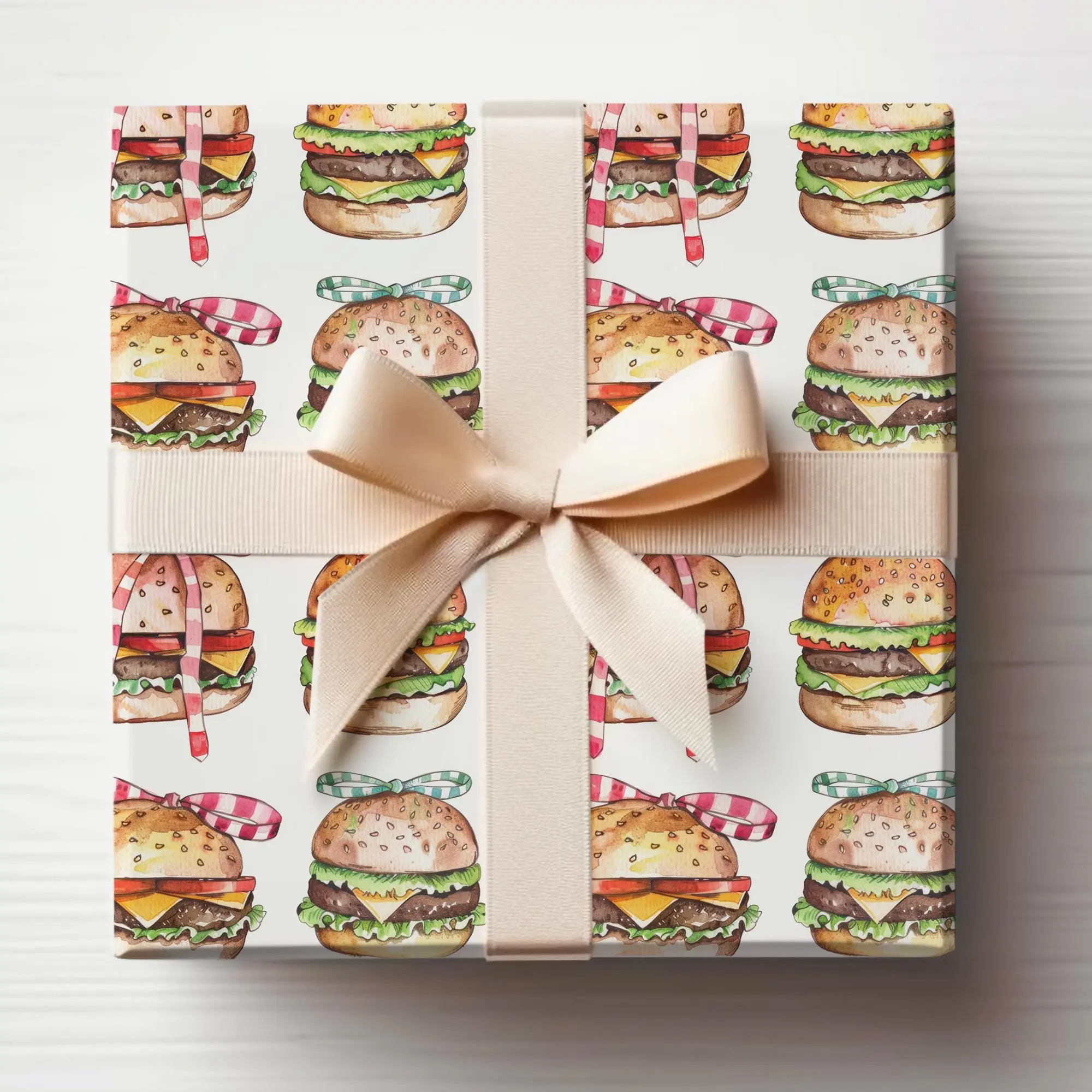 Hamburger Wrapping Paper Roll, Funny Christmas Wrapping Paper, Fast Food Wrapping Paper, Junk Food Wrapping Paper Gift BBQ Wrapping Paper