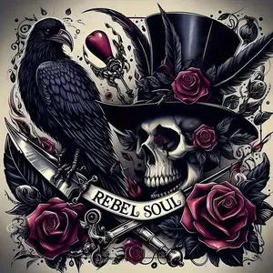 5D DIY Full Rhinestone Round Diamond Painting - Diamond Art Painting Kit Skull, Crow, Rose Mosaic, Canvas - DIY Decorative Painting, Home Wall Art, Suitable for Halloween, Christmas, Birthday, and Anniversary Gifts