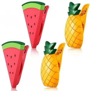 Large Beach Chair Towel Clip, Clothes Hat Pin Suitable for Cruise Pool Terrace Vacation Daily Use, Pineapple and Watermelon Design