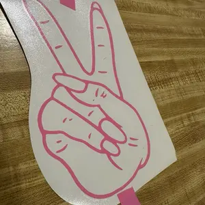 Jeep Salute Sassy Decal - Pink Hand Gesture Design on Metallic Background