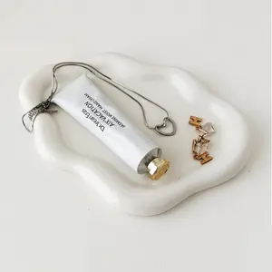 Jewelry Dish Trinket Tray for Women, Ring Dish Holder, Unique Cloud Shape Ceramic Plate Cute Things Vanity Aesthetic Room Decor Mother's Day Birthday (White)