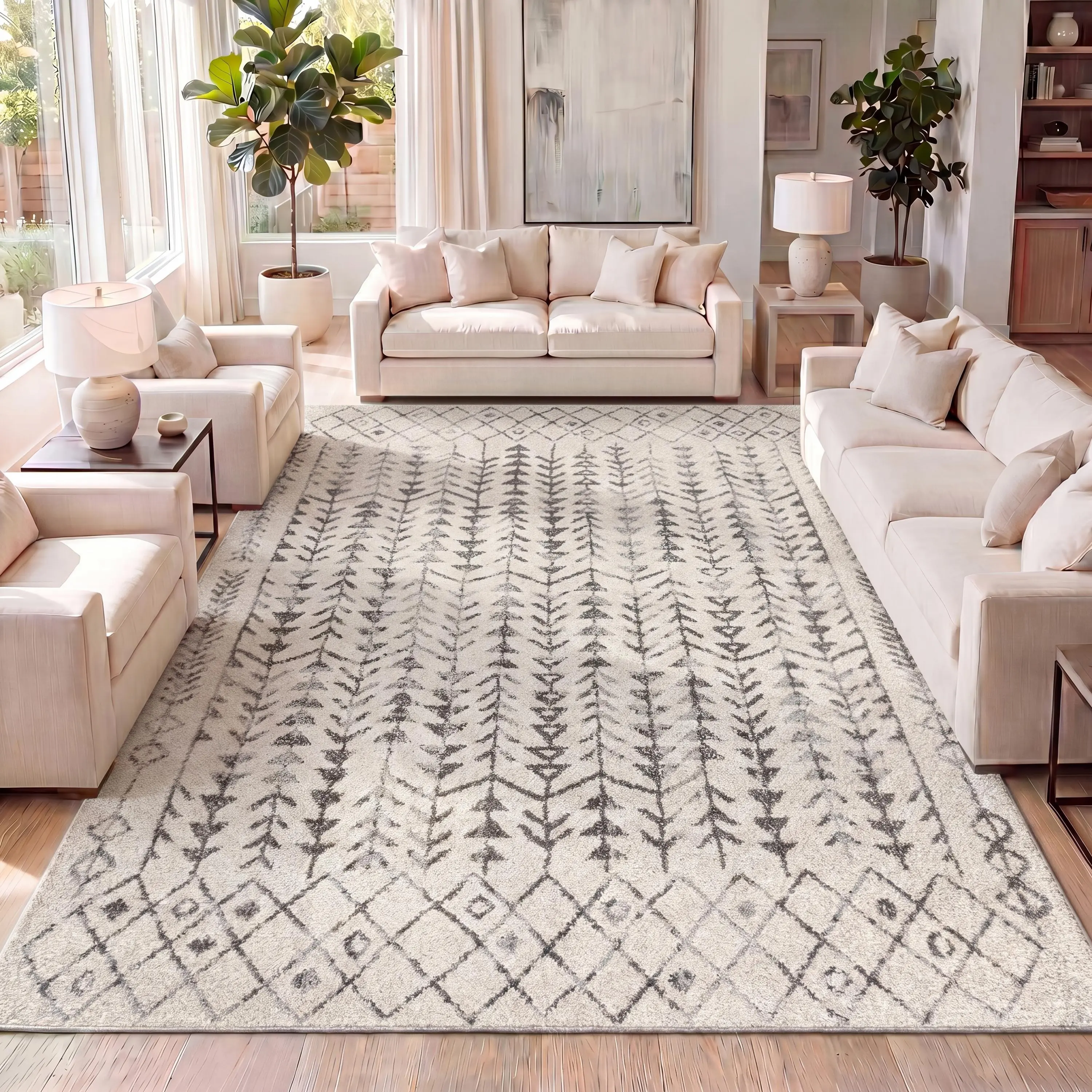 JONATHAN Y Ziri Moroccan Geometric Indoor Area Rug; for Living Room, Kitchen, Bedroom, Dining Room, Office