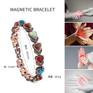 Adjustable heart-shaped chain with magnetic buckle, women's magnetic bracelet turquoise blue/red/brown heart-shaped - jewelry gift for daily and formal occasions, vintage style alloy magnetic jewelry, suitable for Valentine's Day, anniversaries, birthdays