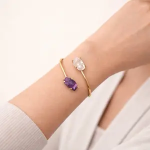 Double Bracelet – Clear Quartz & Amethyst