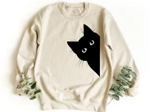 Black Cat Sweatshirt, Black Cat Halloween Sweater, Cat Lover Sweatshirt, Cat Lover Shirt, Cats Hiding Sweater, Cat Lover Halloween Gift Shirt