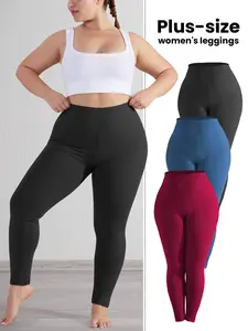 3-Pack Plus Size Stretch Leggings, Low-Waisted High-Elastic Ninteen-Inch Tight Design, Comfortable Slimming Sport Pants, Yoga Fitness Daily Wear Long Pants for Women