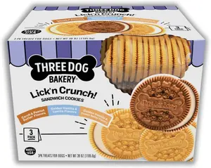 Lick'n Crunch Sandwich Cookies Premium Dog Treats with No Artificial Flavors, Carob/Peanut Butter, Golden/Vanilla, 39 Ounces (Pack of 1)