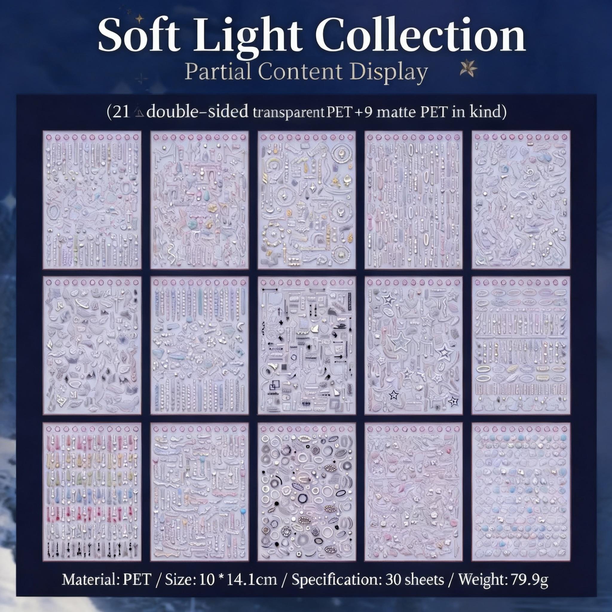 New Arrival 【Soft Glow Album】, PET coil die-cut sticker book with 30 pages of abundant stickers, decorative element stickers suitable for journals, laptops, suitcases and more