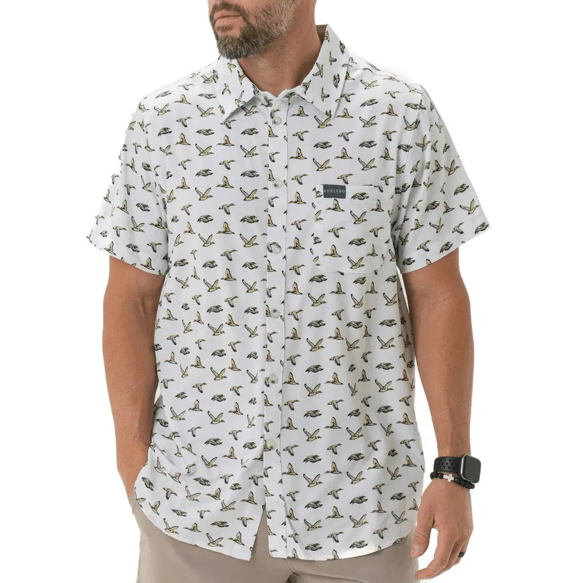 The Burlebo Performance Button Up in Flying Mallard Ducks
