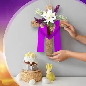 Easter Cross Gate Decoration with Porch Fence, Spring Easter Party Decor, Festive Home Ornament, Ideal for Holiday Celebrations