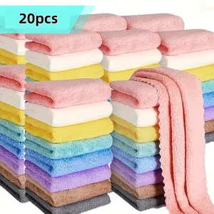 20 Pieces, Luxury Towel Set, Random Color, Ordinary Household Towel, Small Square Towel, Soft Absorbent Towel, Suitable for Family Bathroom, Bathroom Supplies, 9 X 9 Inches, Universal in All Seasons, Christmas Gift, Ideal Gift for Mom