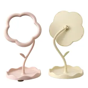 Princess Mirror for Girls, High-Definition Makeup Mirror, Detachable Rotating Sunflower Mirror, Bedroom Desk Cabinet Mirror