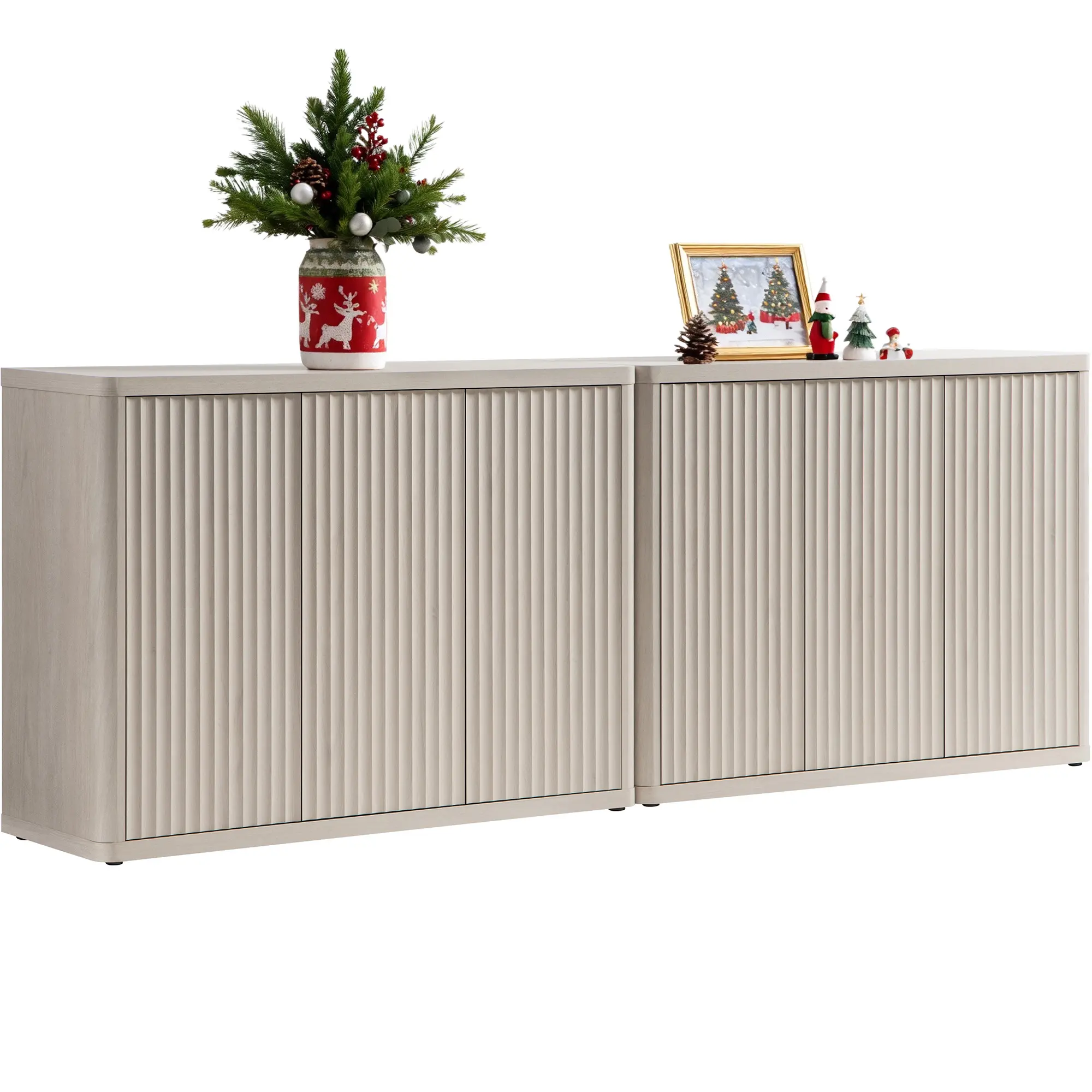 SICOTAS Buffet Cabinet with Storage Accent Sideboard with 3 Doors Modern 46.6" Wide Credenza Fluted Buffet Table Media Console Cabinet Entryway Cabinets for Living Room Kitchen Dining Room Hallway, Sturdy and Durable