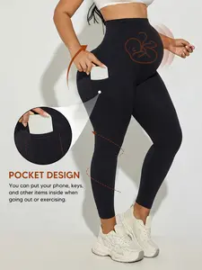 Women's High Waist Maternity Yoga Pants with Pockets, Soft Elastic Fabric, Breathable Comfort Fit for Pregnancy & Postpartum Wear