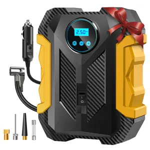CaRSun Tire Inflator Portable Air Compressor, 150PSI 12V-DC Portable Air Compressor with Digital Pressure Gauge, With LED Light，Mini Air Pump for Car, Motorcycle, Bike and More（Yellow） other inflatables fast inflation button tpms car stuffCars Accessories