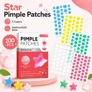 200pcs Star-Shaped Acne Patches, Breathable, Strong Adhesive, Lightweight, for Face and Body, Day and Night Use, 5 Colors Available
