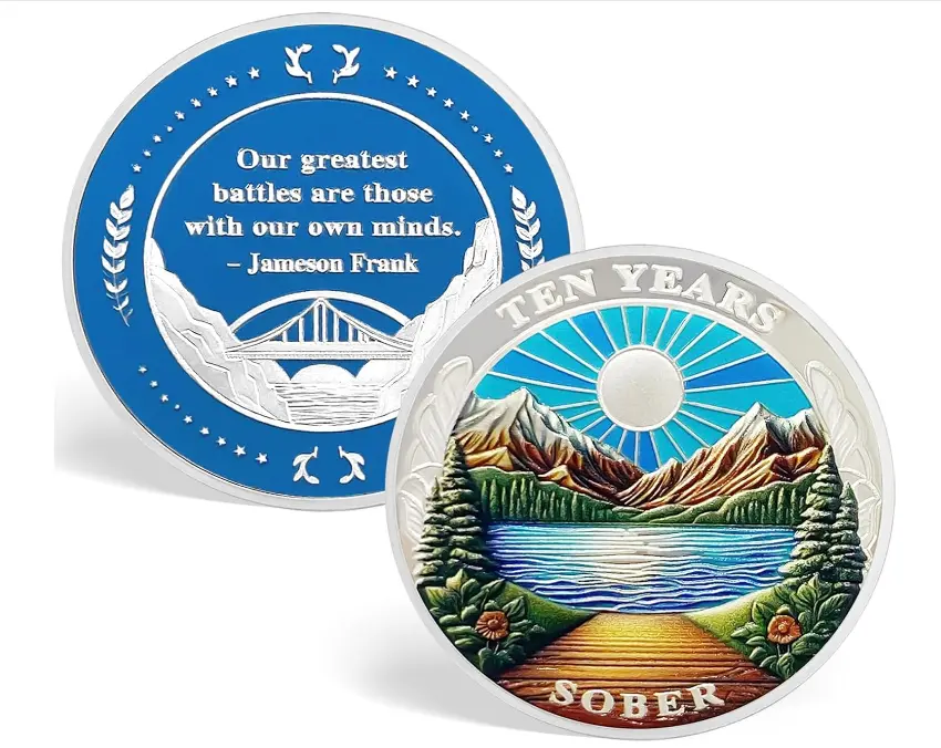 1-10 Year  Year Sobriety Coin - Sunlight Mountain Themed Ten Year AA Coins Sobriety Chips - Alcoholics Anonymous Chips Medallions Recovery Token Sobriety Gifts for Women Men Anniversary Years Gift
