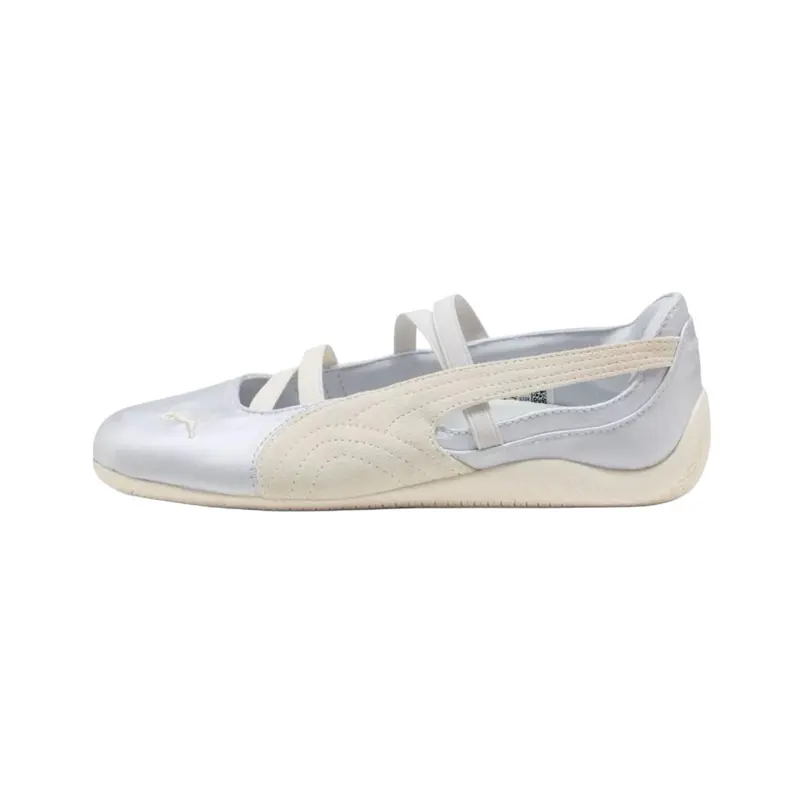 Puma Speedcat Ballet Satin Silver Mist Warm White Women's Casual Athletic Sneakers - Fashionable Sneakers for Daily Lifestyle Walking, Female, Daily Wear, Low Profile, Cushioned Bed, Comfortable Fit