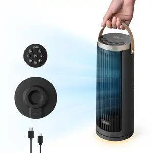 LEVOIT Mini Tower Fan Pro, Portable, Up to 20H Runtime, 5 Speeds + Turbo, 0–90° Oscillation, 20dB Quiet DC Motor, 23 ft/s Airflow, 2-Level Night Light, Foldable Charging Base, Timer 2/4/8/12H