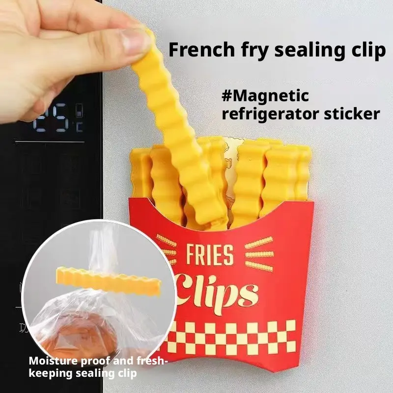 Creative French Fries Sealing Clips Magnetic Moisture-Proof Refrigerator Food Small Clamps Plastic Bag Seasoning Seal Strips