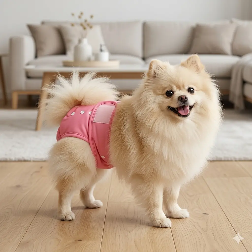 Reusable Solid Pink Female Dog Diapers - Absorbs Urine, Leakproof Pad, Soft Mesh, Velcro Closure, Multi-Size (XS-L) for Heat & Incontinence
