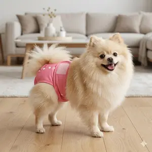 Washable Female Dog Diapers Solid Pink, Reusable Pet Nappies for Heat & Incontinence, XS-L