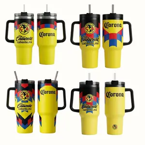 Mexico Soccer Yellow Tumbler 40oz 20oz Handle Cup National Team Inspired Travel Mug Football Supporter Drinkware Gift