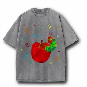 Ships within 24 hours. Apple Caterpillar Unisex Vintage Washed Tee Colorful Oversized Natural Animal Planet Graphic Cotton Casual Streetwear Top. A trendy and cute colorful washed t-shirt, perfect for birthday gifts, concerts, Easter, and Jesus.