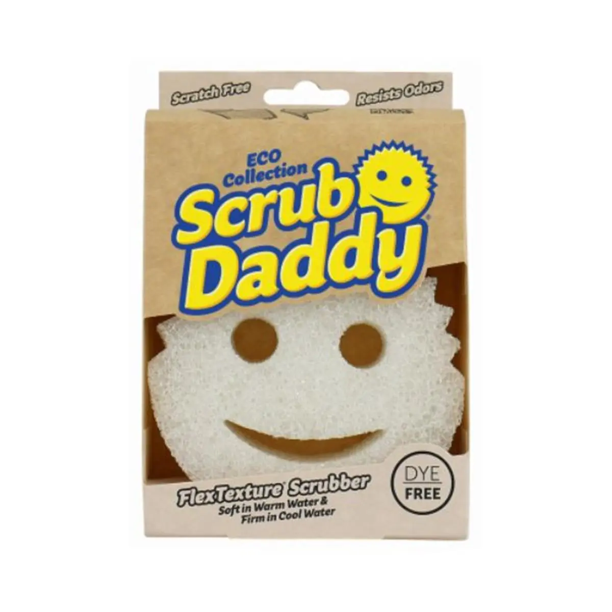 Scrub Daddy Dye-Free FlexTexture Reusable Cleaning Scrub Sponge - Scratch-Free, Odor-Resistant, for Kitchen Utensils, Stainless Steel (Model 116462), Resists Odors
