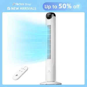 【NEW】Antarctic Star T42 Tower Fan for Bedroom, 2026 Upgraded DC Motor, 26ft/s High Velocity, 22dB Ultra Quiet Standing Fan, 6 Speeds 4 Modes, 90° Oscillating Bladeless Fan with 9H Timer, Floor Fans with Remote, White