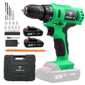 Tegatok 20V Cordless Drill Set,  With Battery, 3/8-inch Keyless Chuck, 18+1 Position Drill, 2-Speed Transmission For Screwdriver And Drilling