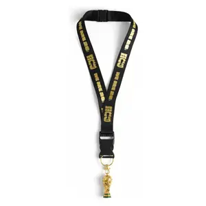 2026 World Soccer Tournament Nylon Lanyard with Trophy Replica, Durable Fan Gear for Keys, ID Badges and Pins