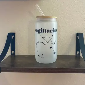 All The Stars Aligned - Zodiac Series | 16oz Frosted Glass Cup w/ Bamboo Lid