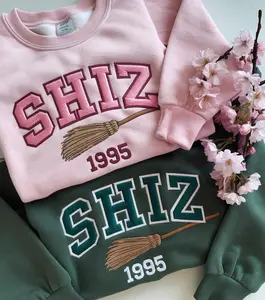 Shiz Embroidered Kids Sweatshirt, Witch Pink and Green Kids Sweatshirt, Wicked Defy Gravity Broomstick Magic Wand Sweatshirt, Shiz Sweatshirt Hoodie Embroidered Wickeds Movie