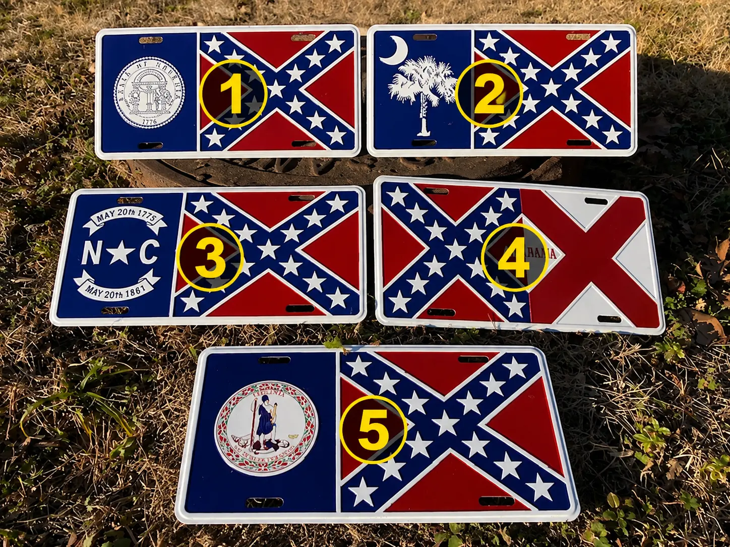 Confederate Flag License Plate, Southern Heritage Front License Plate, Rebel Flag Car Tag, Georgia South Carolina North Carolina Alabama Virginia Truck Decor