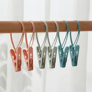 15pcs Portable Clothes Pins Household Clip Windproof Clothespins with Hanging Loop - Portable Travel & Beach Trip Essentials, Ideal for Laundry, Bathroom, Bedroom & Balcony Storage, Clothes Pins