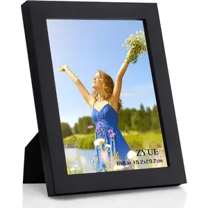6x8 inch picture frame made of 100 solid wood and high definition plexiglass display pictures for table top display and wall mounting photo frame black