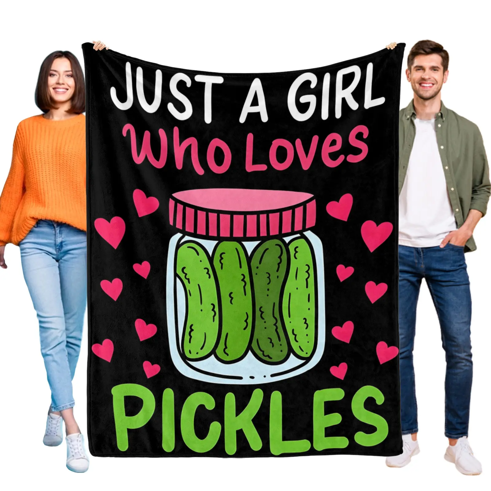 Funny Pickle Blanket, Soft Flannel Throw for Pickle Lovers, Perfect Gift for Foodie Friends