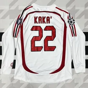 2006 2007 Away Retro White No.22 Kaka LongSleeved Soccer Jersey