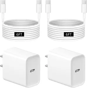 portable charger iPhone 17 16 15 Charger Fast Charging 6FT Cable, 20W USB C Charger, USBC Wall Charger for i Phone 17 Air 16 16e/16 Pro/16 Pro Max/15/15 Plus/15 Pro/15 Pro Max,i Phone iPad Pro/Mini (White), Shell, Mobile