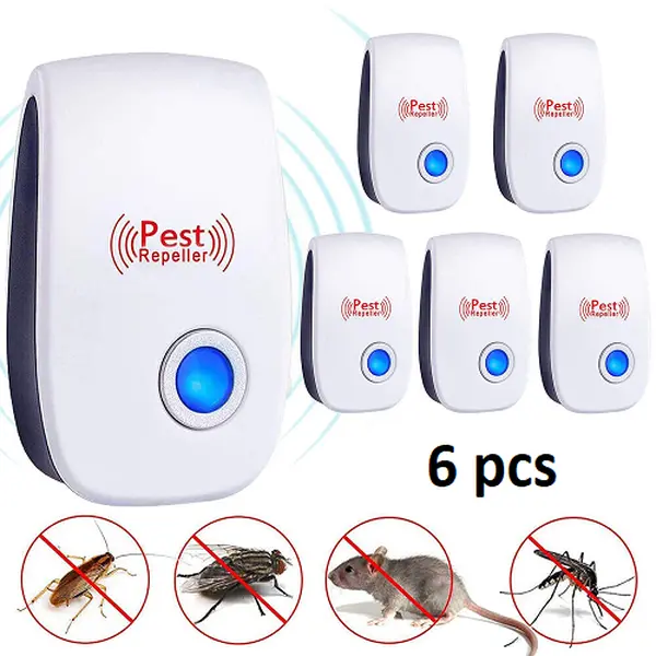 6 Pcs Ultrasonic Pest Repeller - Electronic Pest Control Device for Family, Bedroom, Play Room to Repel Bugs, Spiders, Mice, Rats