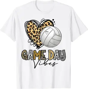 Bleached Volleyball Game Day Vibes Volleyball Mom Leopard T-Shirt